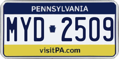 PA license plate MYD2509