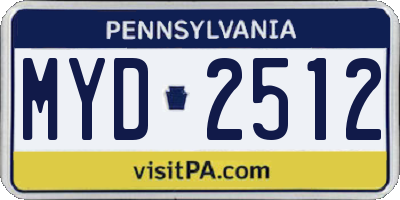 PA license plate MYD2512