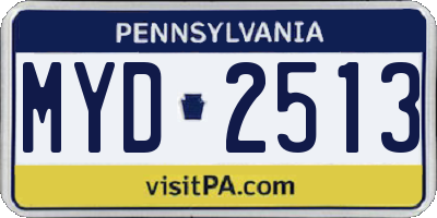 PA license plate MYD2513