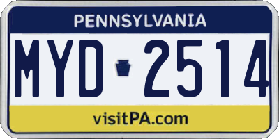 PA license plate MYD2514