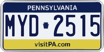 PA license plate MYD2515