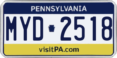 PA license plate MYD2518