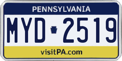 PA license plate MYD2519