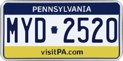PA license plate MYD2520
