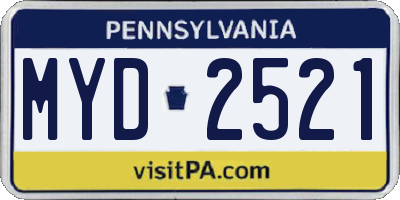 PA license plate MYD2521