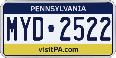 PA license plate MYD2522