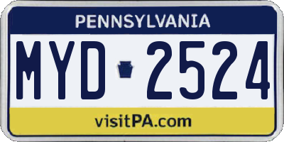 PA license plate MYD2524