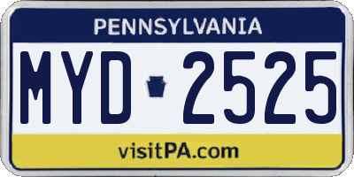 PA license plate MYD2525