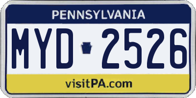 PA license plate MYD2526