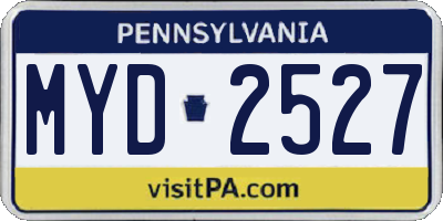 PA license plate MYD2527