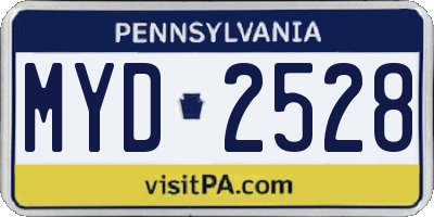 PA license plate MYD2528