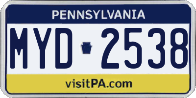PA license plate MYD2538