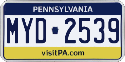 PA license plate MYD2539