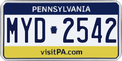 PA license plate MYD2542