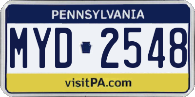 PA license plate MYD2548