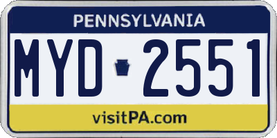 PA license plate MYD2551