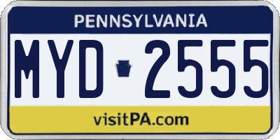 PA license plate MYD2555