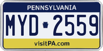 PA license plate MYD2559