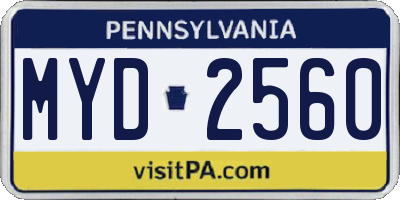 PA license plate MYD2560