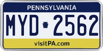 PA license plate MYD2562