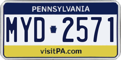PA license plate MYD2571