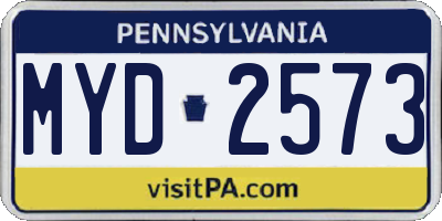 PA license plate MYD2573