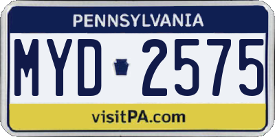 PA license plate MYD2575