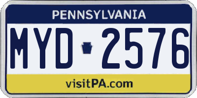 PA license plate MYD2576