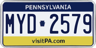PA license plate MYD2579