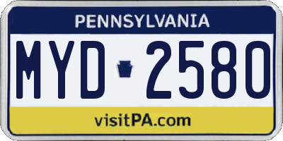 PA license plate MYD2580