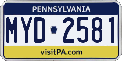 PA license plate MYD2581
