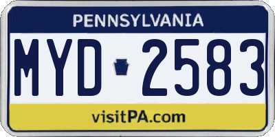 PA license plate MYD2583