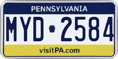 PA license plate MYD2584