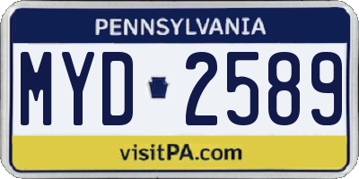 PA license plate MYD2589