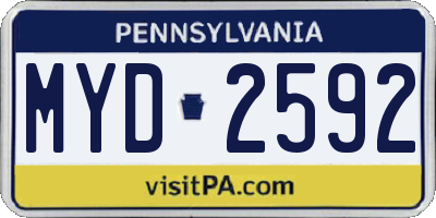 PA license plate MYD2592
