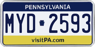 PA license plate MYD2593