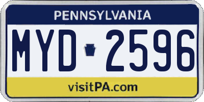 PA license plate MYD2596