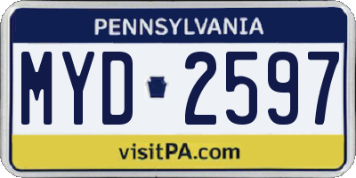 PA license plate MYD2597