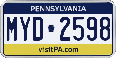 PA license plate MYD2598