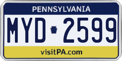 PA license plate MYD2599