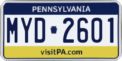 PA license plate MYD2601