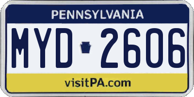 PA license plate MYD2606
