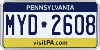 PA license plate MYD2608