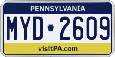 PA license plate MYD2609