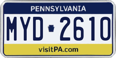 PA license plate MYD2610