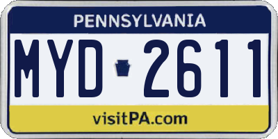 PA license plate MYD2611
