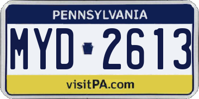 PA license plate MYD2613