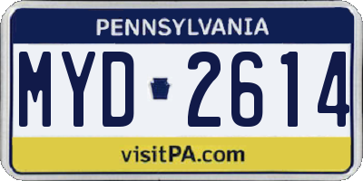 PA license plate MYD2614