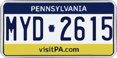 PA license plate MYD2615