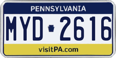 PA license plate MYD2616